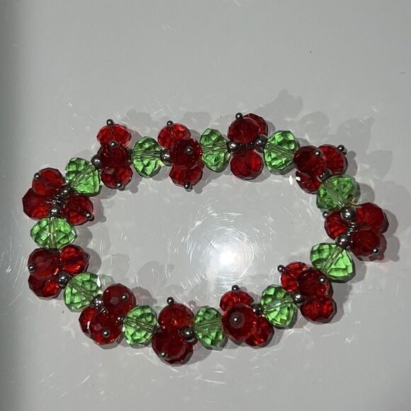 Bundle 3 for $15 Red And Green Beaded Stretch Bracelet - Picture 6 of 9